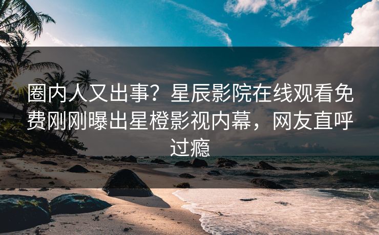圈内人又出事？星辰影院在线观看免费刚刚曝出星橙影视内幕，网友直呼过瘾