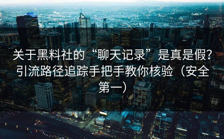 关于黑料社的“聊天记录”是真是假？引流路径追踪手把手教你核验（安全第一）