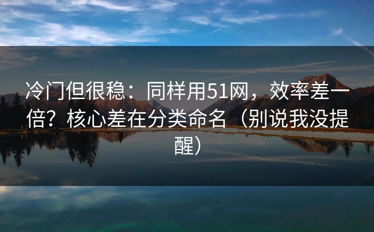冷门但很稳：同样用51网，效率差一倍？核心差在分类命名（别说我没提醒）